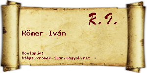 Römer Iván névjegykártya